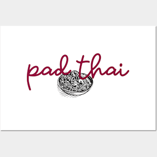 pad thai - maroon red - with sketch Posters and Art